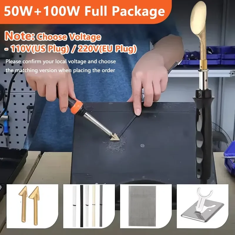 100W Plastic Welding Machine Kit Automotive Bumper Crack Repair With Iron Hot Stapler Welding Soldering Iron Garage Tool