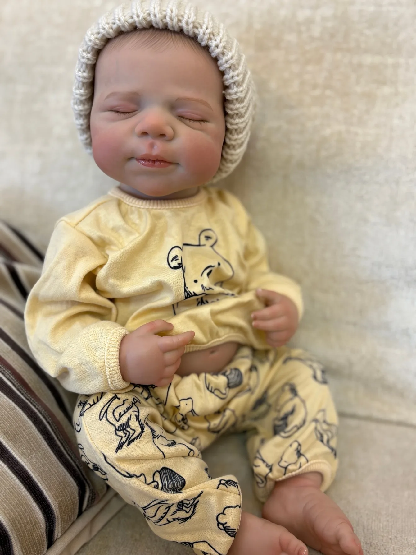 Muñeca Reborn de Pascale realista de 18 pulgadas - Muñeca Bebe de vinilo de silicona completa pintada en 3D con pelo pintado