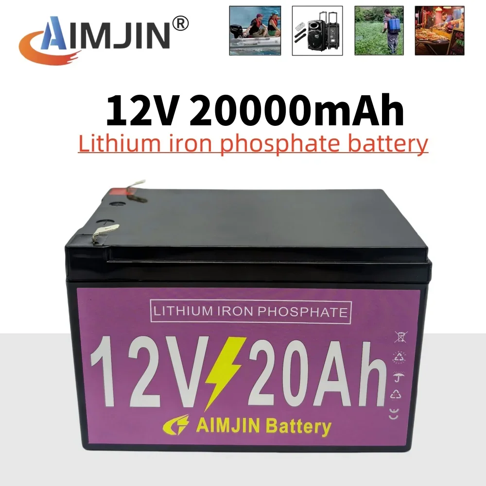 

12V 20Ah LiFePO4 Deep Cycle Battery 20A BMS for Solar Energy Storage Camping Power
