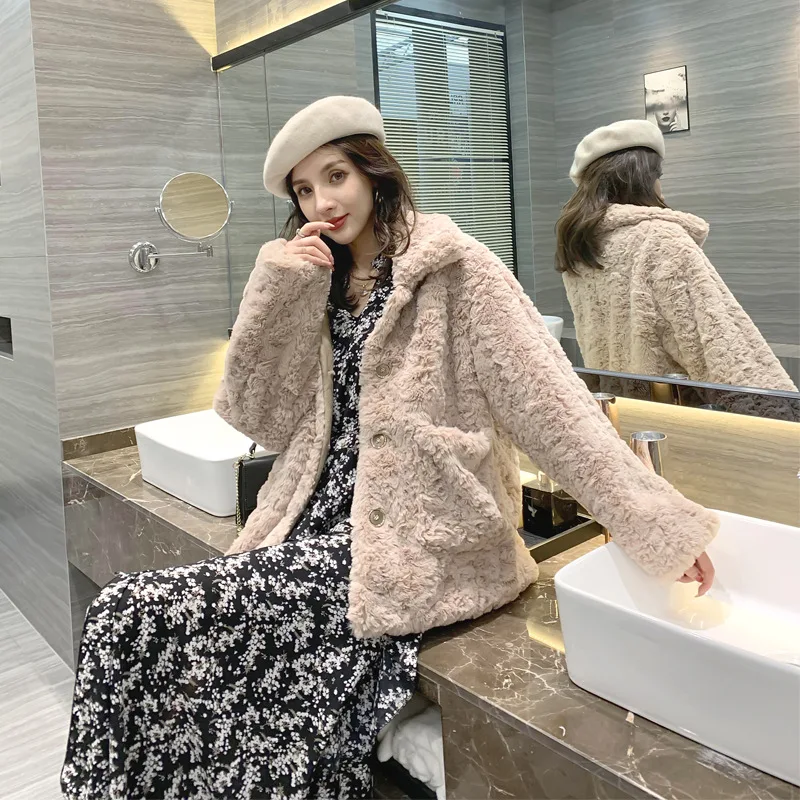 European and American Fur Loose Casual Coat Women's Fashion Casual Thickened Warm Wool Sweater Foreign Style Celebrity