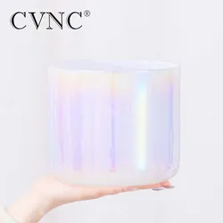 CVNC 6 Inch Dream Pearl Color Clear Quartz Crystal Singing Bowl  with Cosmic Light for Meditation Sound Healing with Mallet