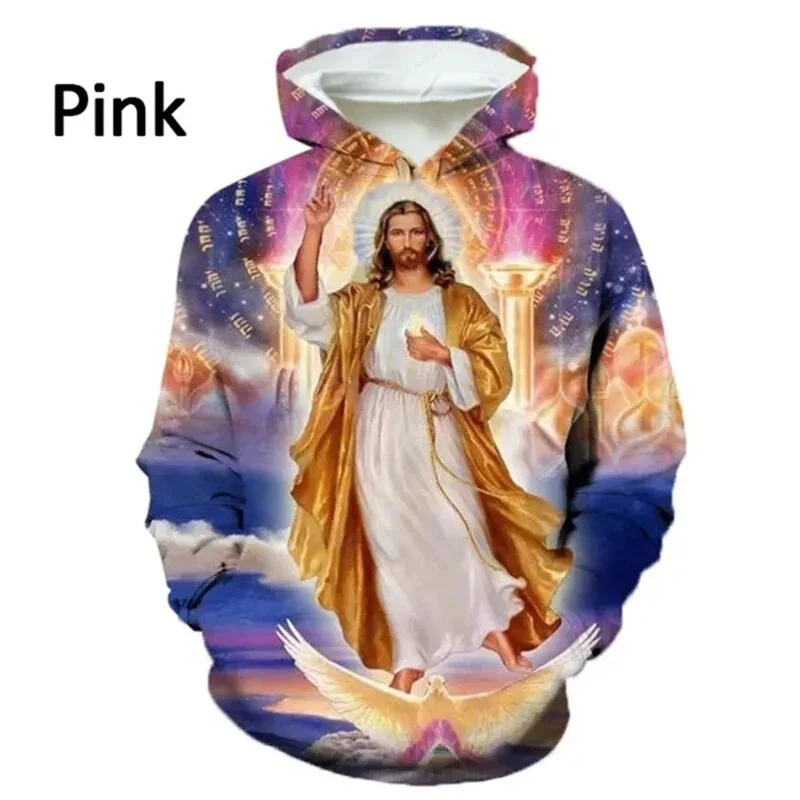 New Christian Jesus Pattern Hoodie For Men Women Virgin Mary 3D Printed Sweatshirts Casual Loose Hoodies Pullover Long Sleeves