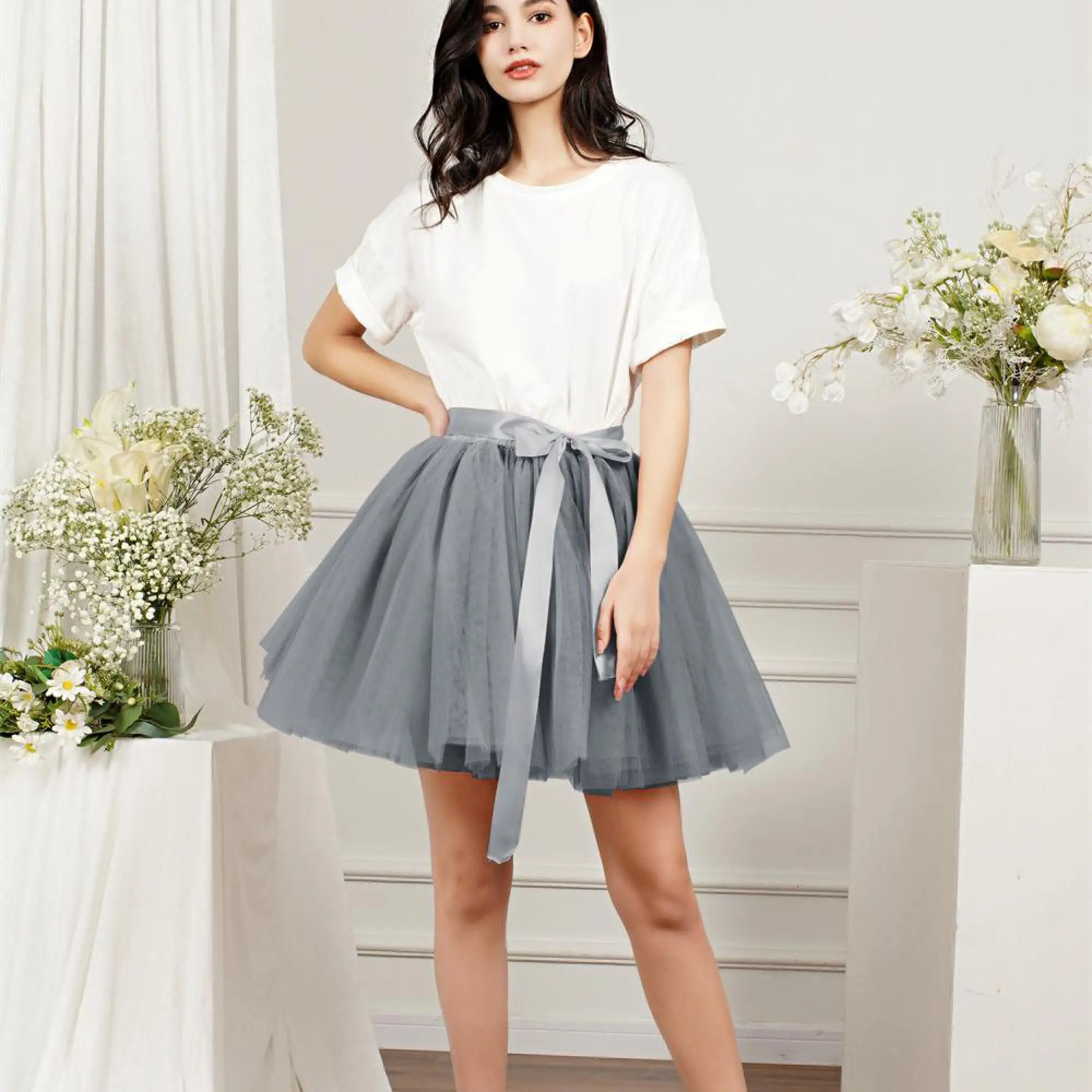 

BABYONLINE 6-слойная тюлевая юбка-пачка с бантом, мягкая нижняя юбка для балета, коктейльного платья, вечеринки, мини-юбка-пачка для женщин, съемная, 2026