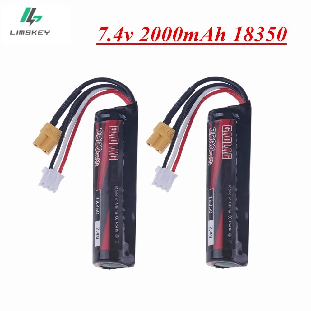 Water Gun 7.4v 2000mah 18350 Li-ion Battery for Electric water Gel Ball Blaster Toys Pistol 2S Lithium Polymer Battery