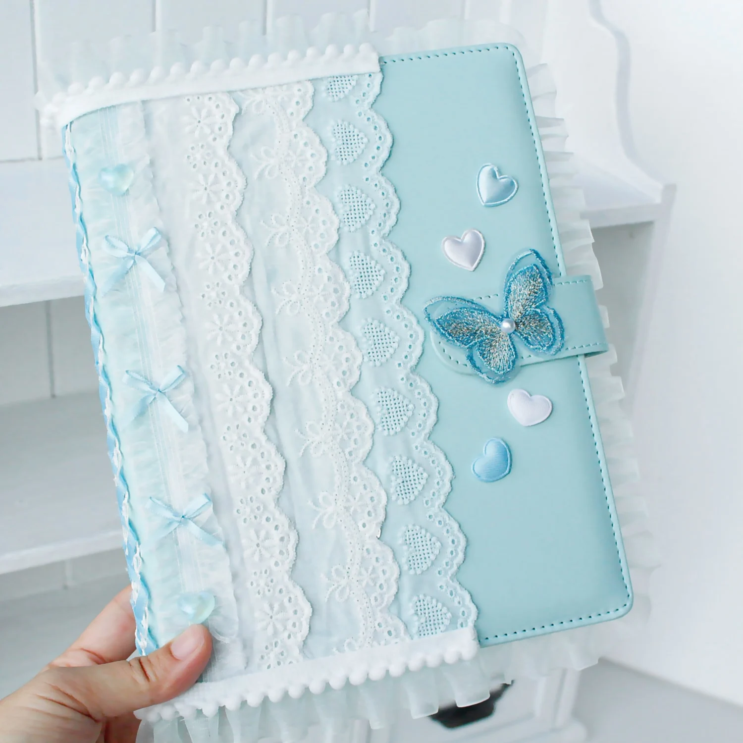 Collect A5 Album Book Handmade Fabric Lace Decor Embroidery Photocard Binder Loose-leaf Replaceable Storage A5 Binder Book