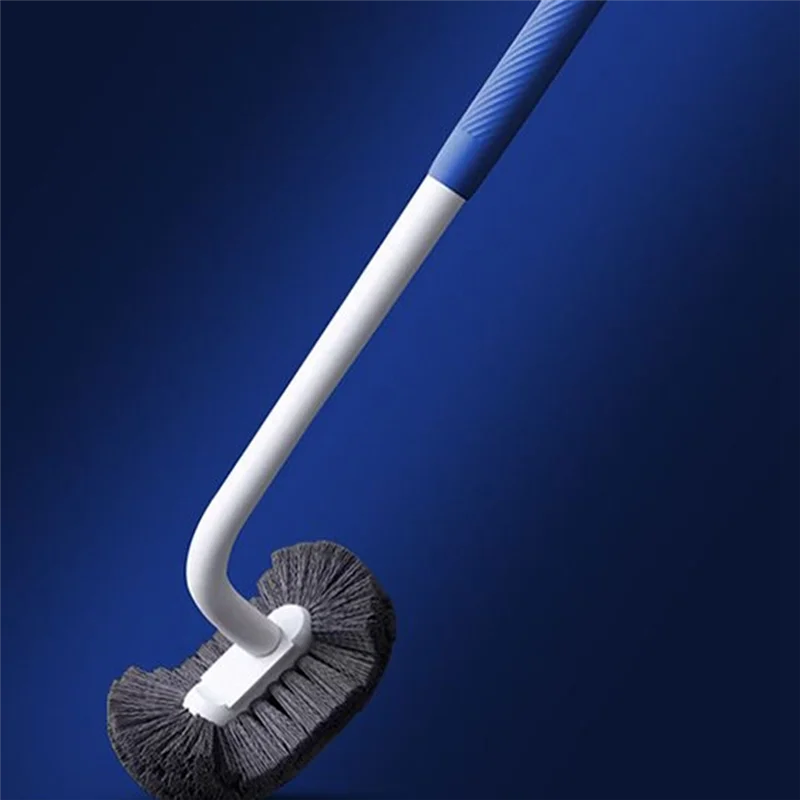 فرشاة تواليت ذات مقبض طويل من لحم الخنزير للاستخدام المنزلي بدون زوايا ميتة، لا حاجة لثقب ثقوب الحمام المثبتة على الحائط فرشاة تنظيف ذات مقبض طويل