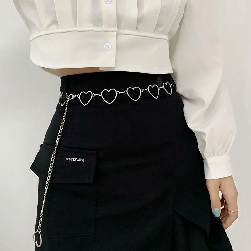 100cm Waistband Pants Classic Waist Chain Love Heart Hollow Girdle Women Fashion Heart Shaped Metal Waist Chain Belt Waistbands