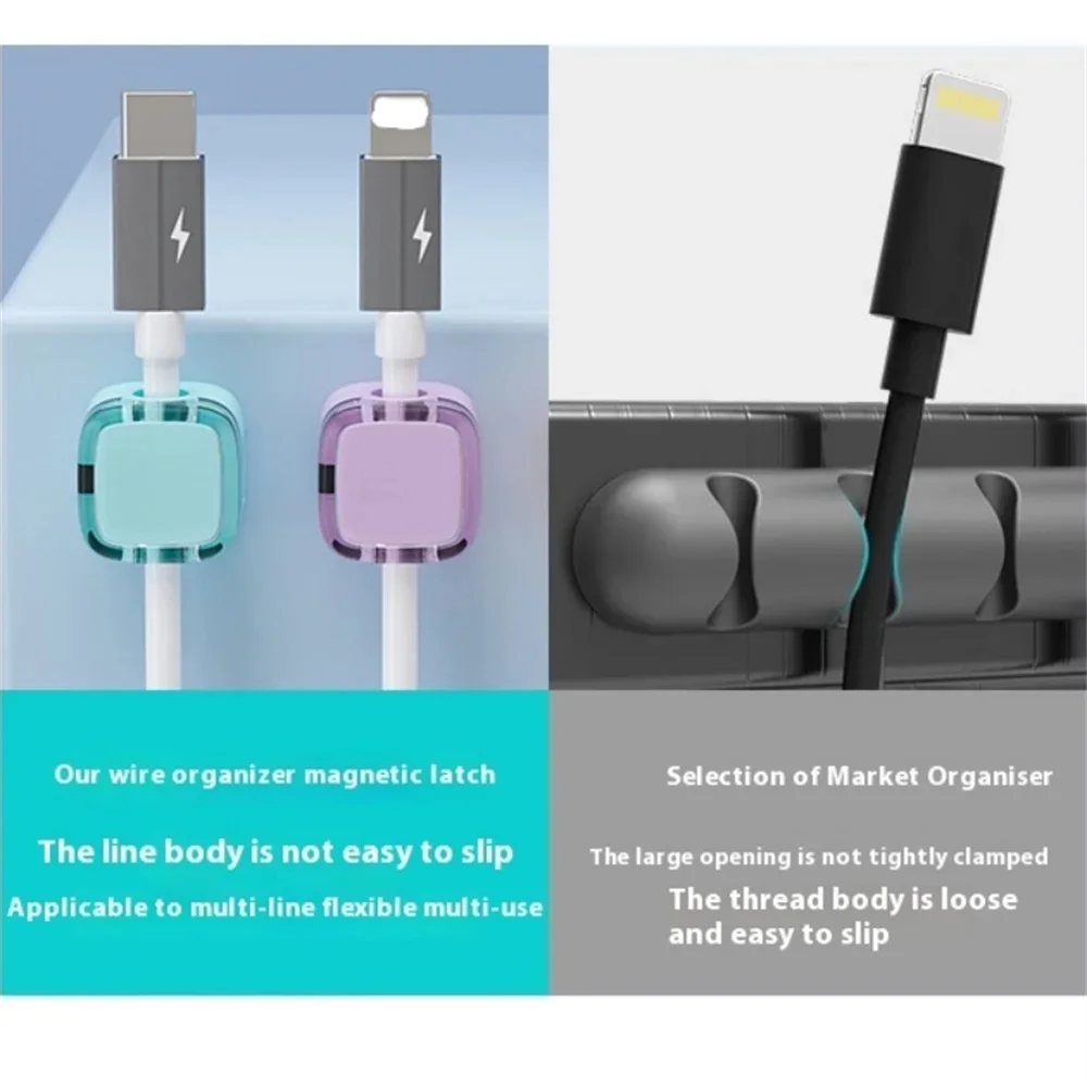 Colorful Magnetic Cable Clips, Cable Organizer, Adjustable Cord Holder, Under Desk Cable Management Wire Keeper, Home