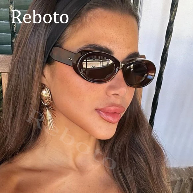 Vintage Luxury Designer Oval Sunglasses Women Fashion Brand Sexy Black Women\'s Sunglasses Small Thick Frame Shades Trends Summer