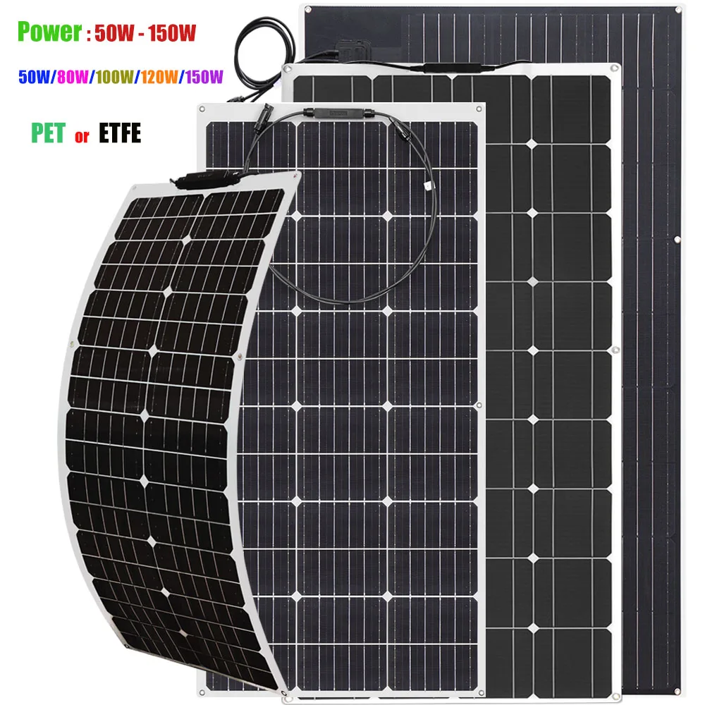 

BOGUANG ETFE OR PET Flexible Solar Panel Power 50W 80W 100W 120W 150W charging for 12V battery cars RVs yachts golf carts etc.