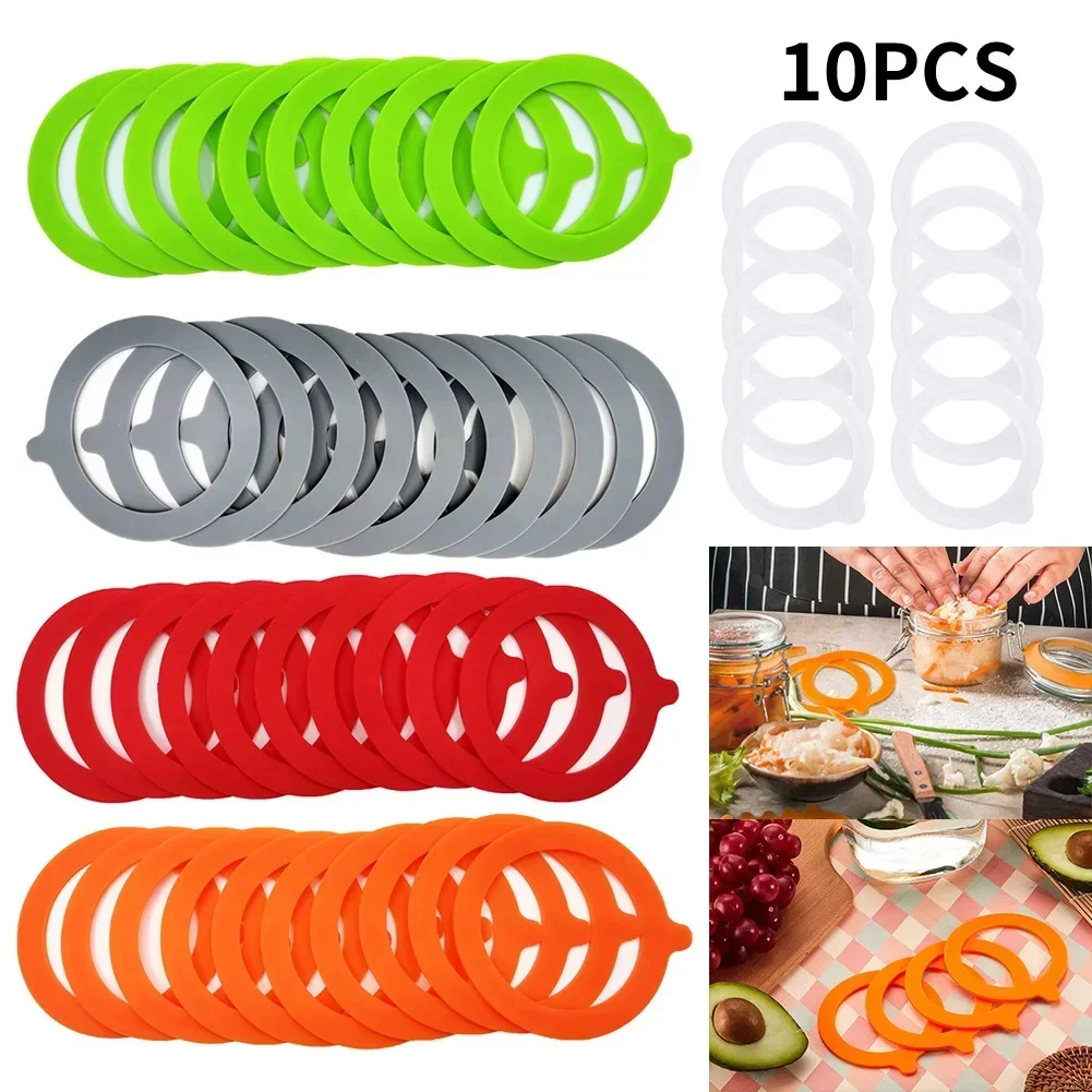 10Pcs Silicone Replacement Gasket Airtight Rubber Seals Rings Leak-Proof Canning Seals For Glass Clip Jars Storage Containers
