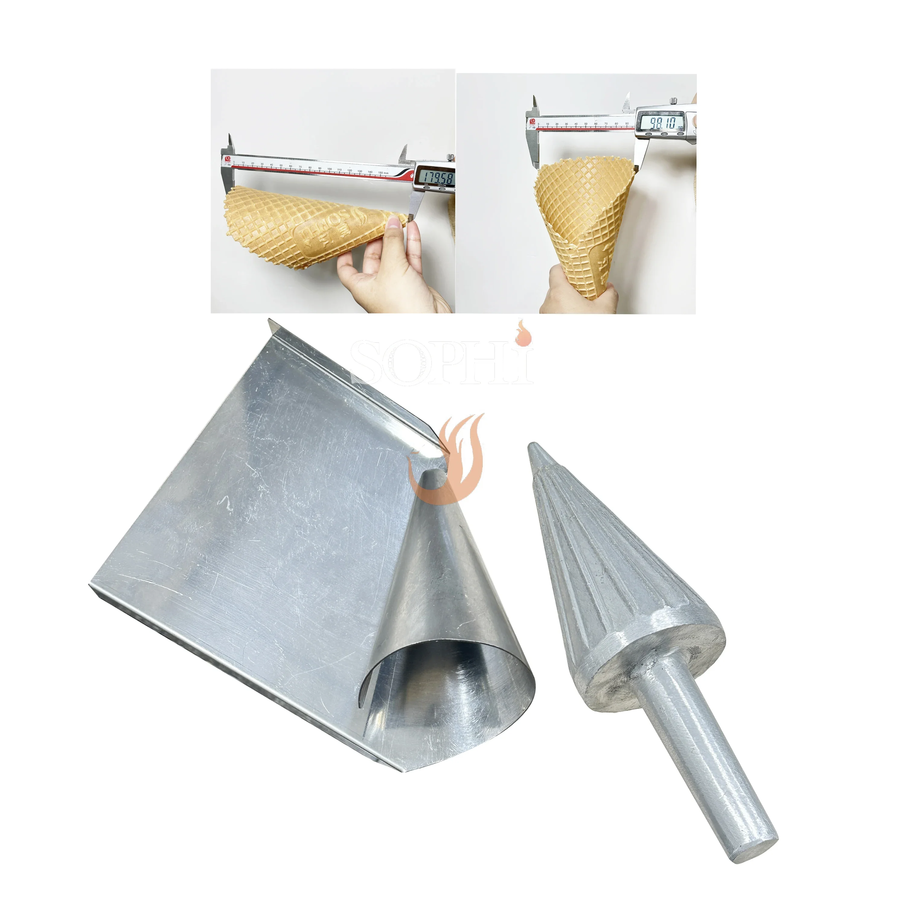 Ice-cream Waffle Cone Machine Big Aluminum Roller Non-stick Ice Cream Cone Mold Gelato Waffle Cone Makers