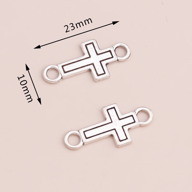 Leslie 30 Stück 23*10mm Antik Silber Farbe Kreuz Charms Anhänger Anschlüsse für DIY Schmuckherstellung Armband Halskette Schmuck – Detail 1