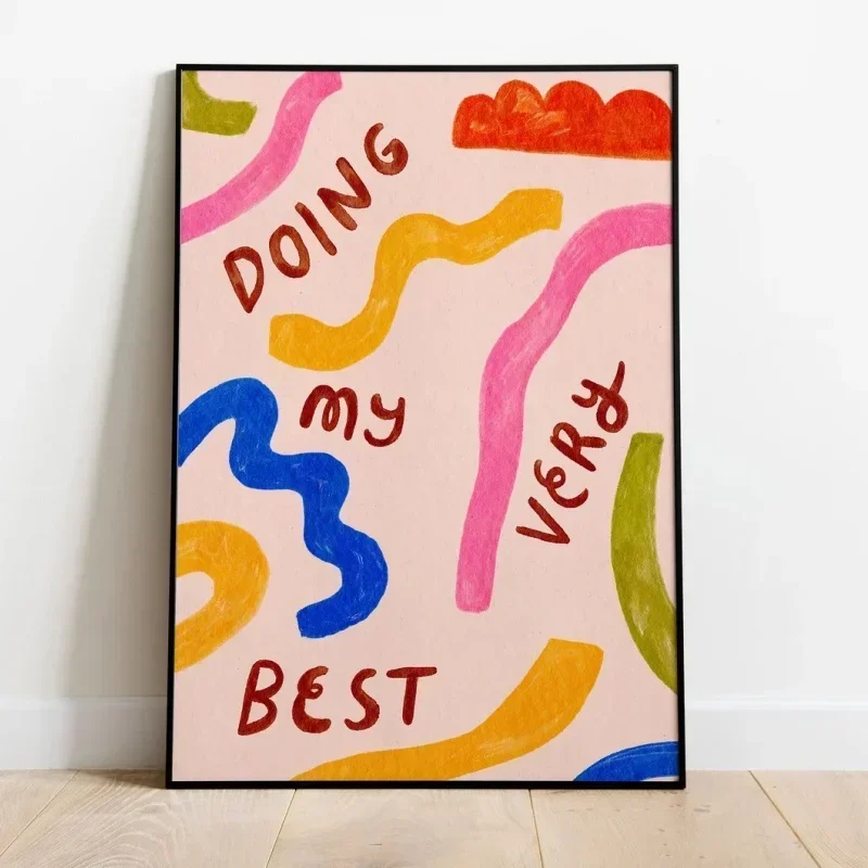 1pc frameless Canvas Painting Motivational Typography Poster: Colorful Self Love Print Home Decor Frameless Canvas Art Wall Deco