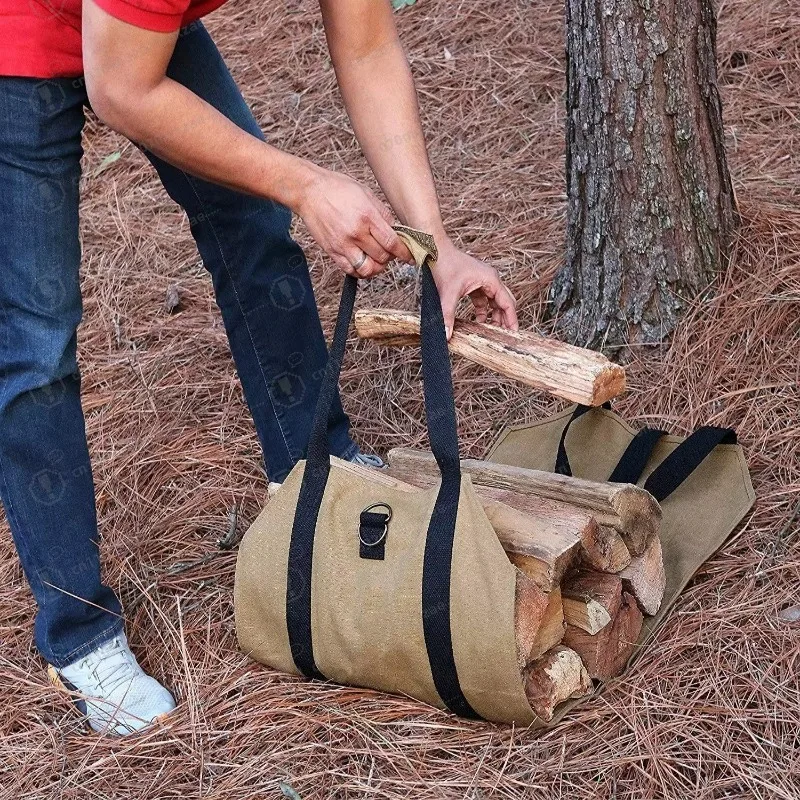 

2 Pcs Large-Capacity Portable & Durable Oxford Cloth Firewood Bags, Multi-Functional Outdoor Logging Tote Bags