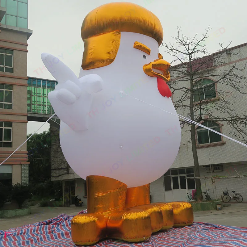 Fast Air Shipping Giant Inflatable Rooster Outdoor Park Decoration 10m 33ft Tall Inflatable Trump-like Chicken With Blond Hair