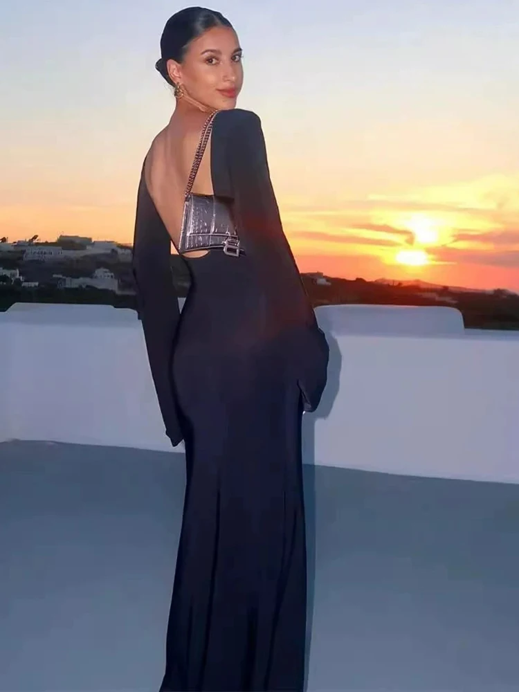 Women Sexy Backless Chic Dress Boho Beach Holiday Bikini Cover Ups Dress Elegant Bodycon Sun Protection Lady Club Party Vestidos