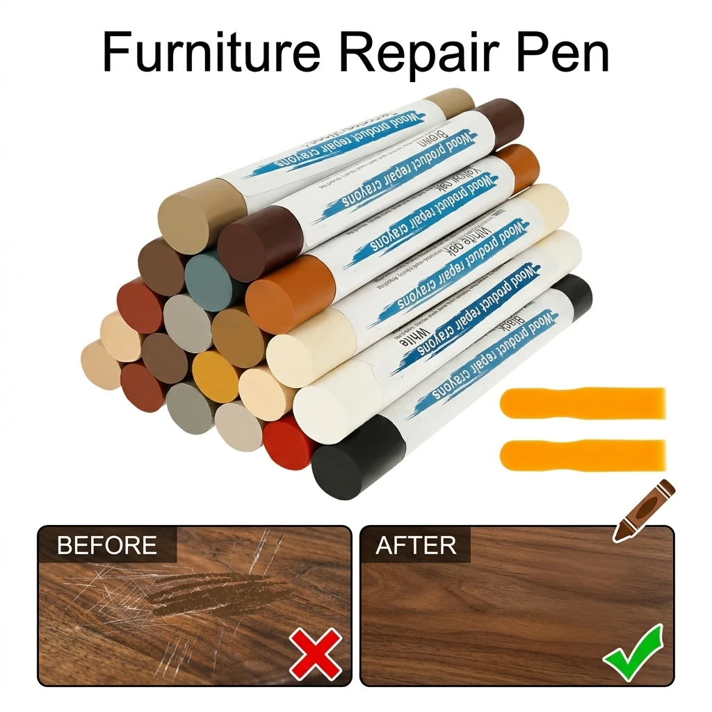 Wax Wood Furniture Repair Kit Floor Repair Patch Paint Pen Wood Fillers,Floor Scratch Repair, Restore Hardwood Scratches,Cracks