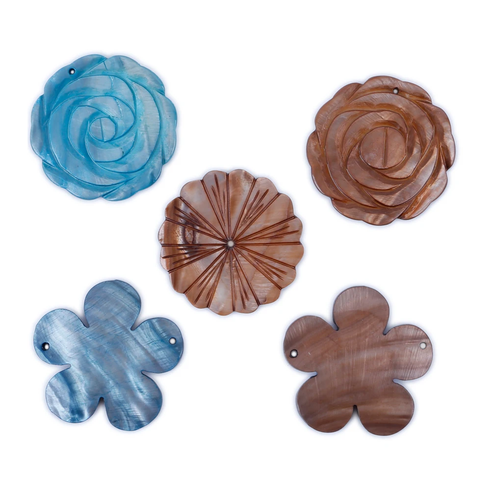 

Multi-color Natural Shell Flower Carved Pieces DIY Jewelry Accessories Handmade Earring Necklace Pendant Crafting Supplies