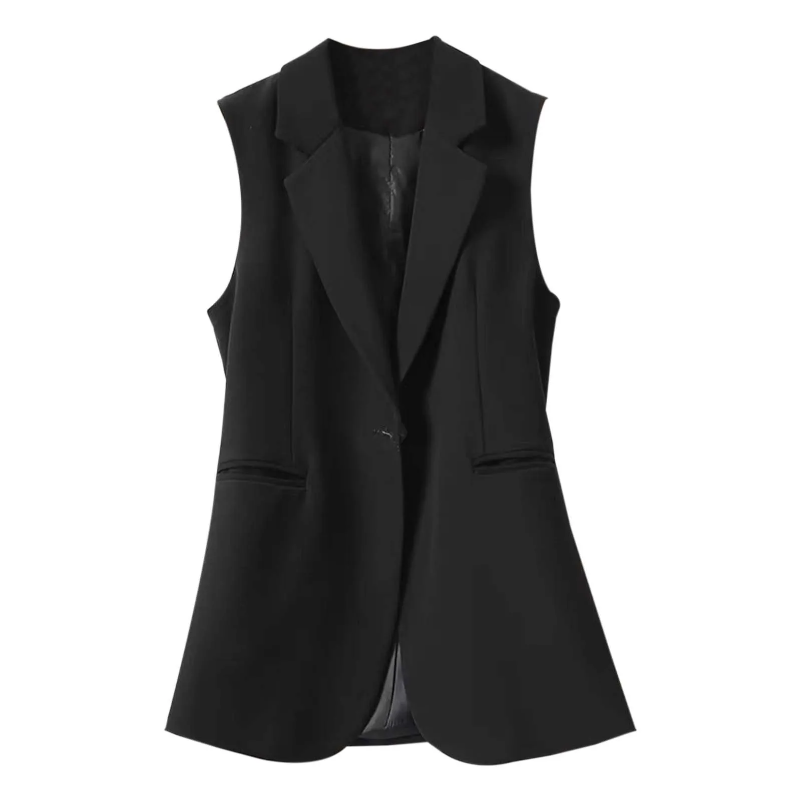 Gilet dos fendu pour femme, manteau simple, version coréenne, mode, document solide imbibé, nouveau, 2024