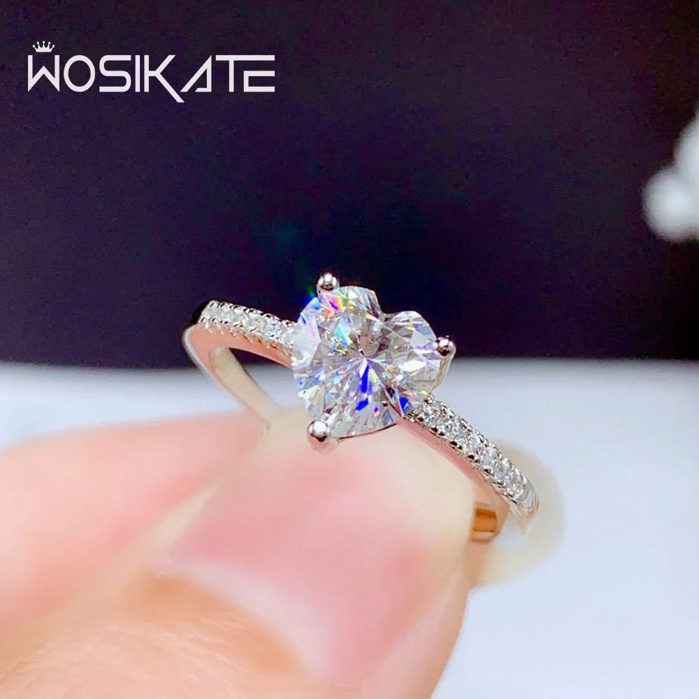 

WOSIKATE модное обручальное кольцо с бриллиантом в форме сердца для женщин, посеребренное кольцо на палец для банкета 925, модные украшения
