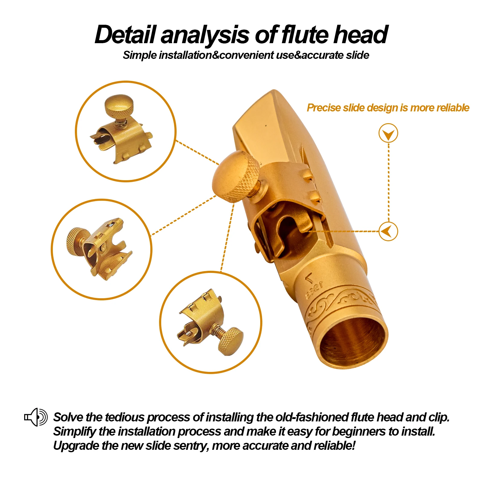 High Quality Professional Tenor Soprano Alto Saxophone Metal Mouthpiece Gold Plating Sax Mouth Pieces Accessories Size 5 6 7 8 9