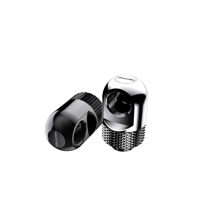 Granzon G1/4'' 90 Degree Rotary Elbow Fitting / Connector Adapter PC Water Cooling Accessories Black Silver / GD-90