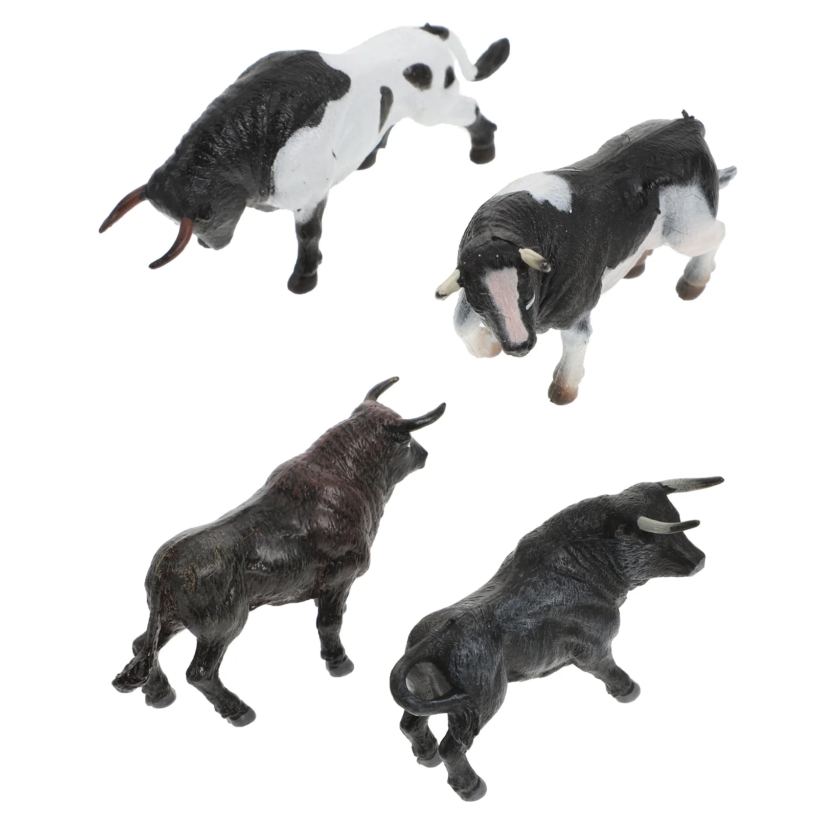 4 Pcs Simulation Bullfighting Model Toddler Toys Children Cow Mini Adornment Wooden Miniature Plastic