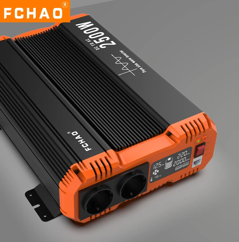 FCHAO 2000W/2500W/3000W 12V naar 220V/230V 50Hz auto-omvormer zuivere sinusgolf DC-AC stroomomvormer met LCD-scherm & afstandsbediening