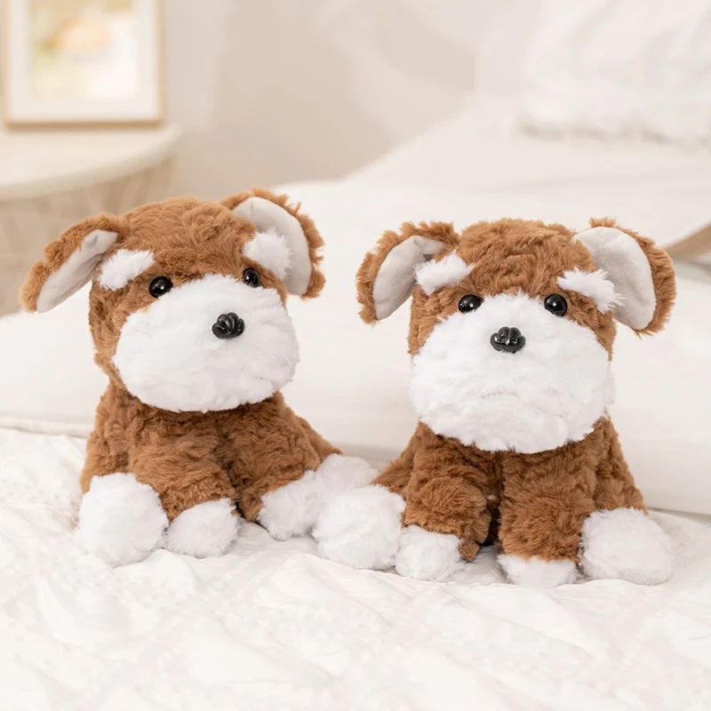 Simulation 23 cm Braun Schnauzer Hund Plüsch Spielzeug Realistische Gefüllte Flauschige Tier RealLife Haustiere Niedlichen Welpen Wohnkultur Baby Geschenke