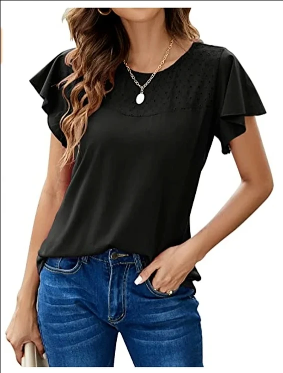 2023 Women New Top Fashion Loose Casual Simple Round Neck Short Sleeve Underlay T-Shirt Loose Versatile Solid Color Top