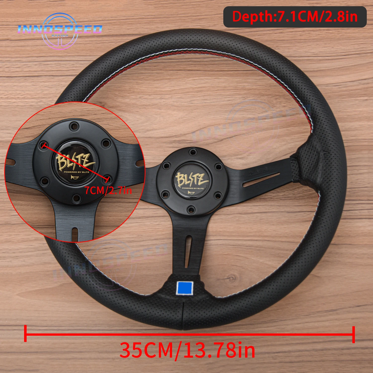 14Inch JDM Perforated Leather Steering Wheel Drift Car Rally Racing Steering Wheel Volantes For VW HONDA TOYOTA