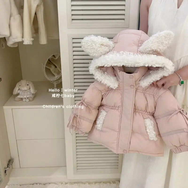 

2025 г., осенне-зимнее теплое пальто для девочек, модная стеганая куртка, однотонные утепленные топы с капюшоном, детская одежда для детей от 7 до 12 лет