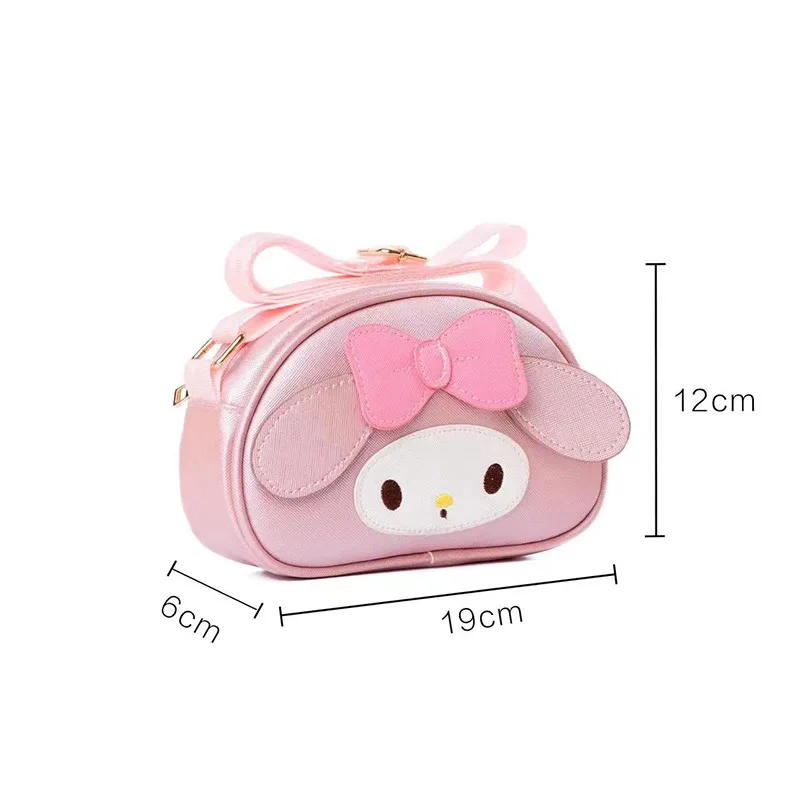 MINISO Cute Cartoon torba na ramię Melody Kuromi dziewczęca torba typu crossbody torba typu Shell torba wodoodporna PU dziecięca mała torba na ciało