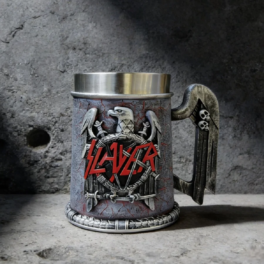 Norse Mythology Eagle Skull Beer Mug 600ml Resin Stainless Steel Insert Stein Tankard Drinkware Coffee Cups Gift Bar Decoration
