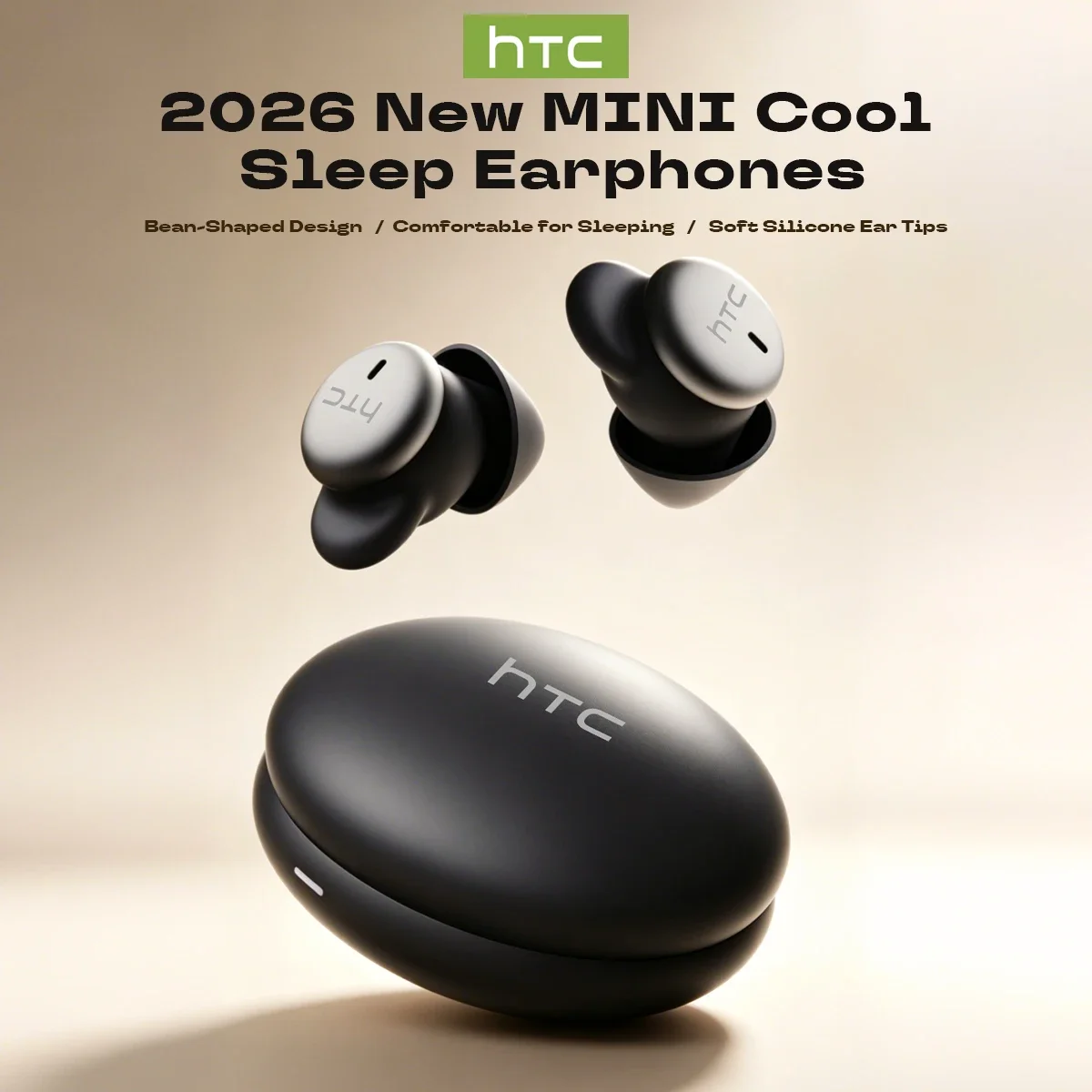 HTC NE92 Schlaf-Mini-Bluetooth-Ohrhörer TWS Kabellose Kopfhörer mit Mikrofon, Geräuschunterdrückung, Weiche In-Ear-Ohrhörer
