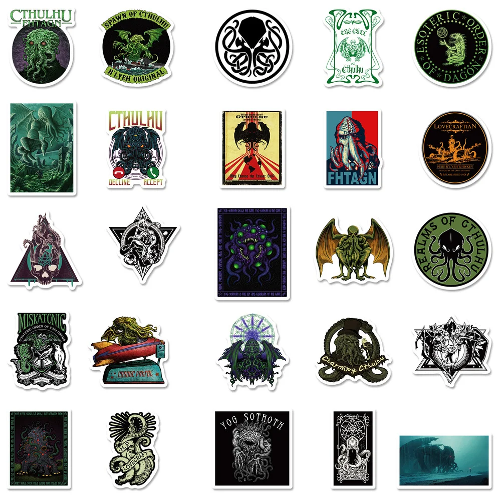 10/50Pcs Mixed Cartoon Skeleton Horror Great Cthulhu Mythos Stickers DIY Toys Car Skateboard Laptop Decal Graffiti Sticker