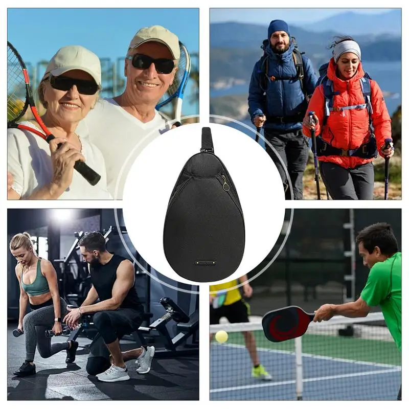 Tennis Sling Bag Tennis Racket Case Pickle Ball Bag Waterproof Fashion Tennis Backpack Smooth Zipper Pickle Ball Sling Bag For