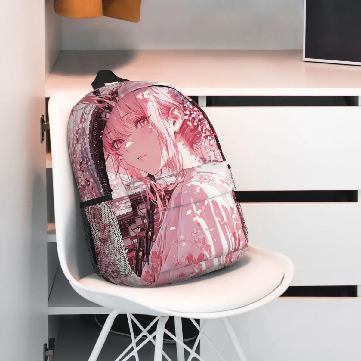 Anime Girl Wear Uniform And Cherry Blossoms Backpack Student BookBag Children School Bag Computer Shoulder Bags for Men Women