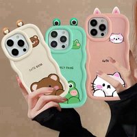 Cute 3D Cat Ears Frog Eyes Phone Case For Huawai Honor 90 Lite X9A X8A X7A X9B X8B X7B X8 X6 Nova 3i Y70 P40 Lite Y9 Prime 2019