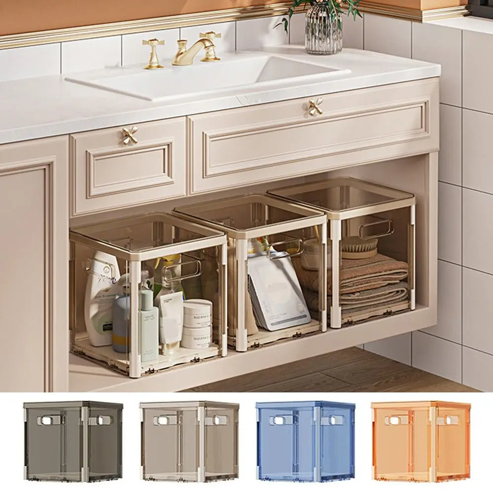 Practical Plastic Foldable Storage Basket Dustproof with Lid Wardrobe Storage Box Large Capacity Sundries Storage Box for Home