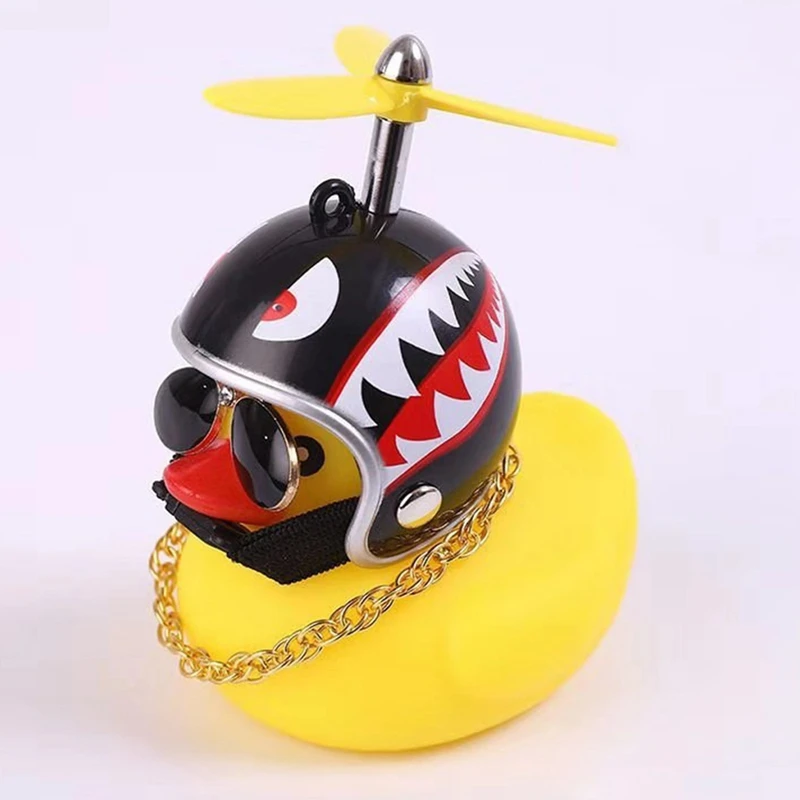 

1PC Rubber Duck With Helmet Pendant Cute Little Duck Road Bike Motor Helmet Riding Bicycle Accessories Auto Internal Decoration