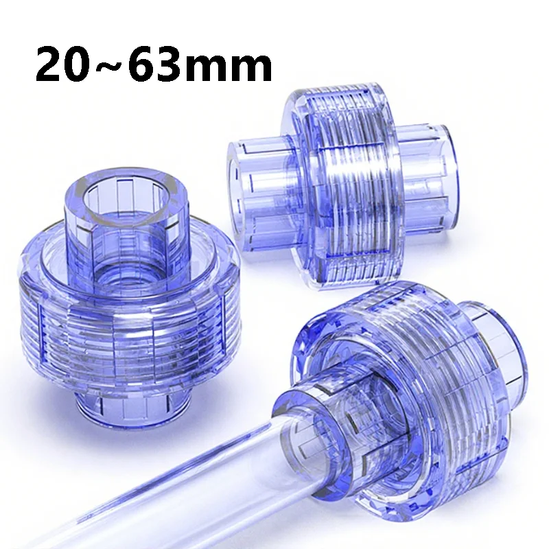 

20 мм ~ 63 мм синие прозрачные фитинги из ПВХ, соединители для аквариумных рыб, соединения для водопроводных трубок, садовый ирригационный дренаж
