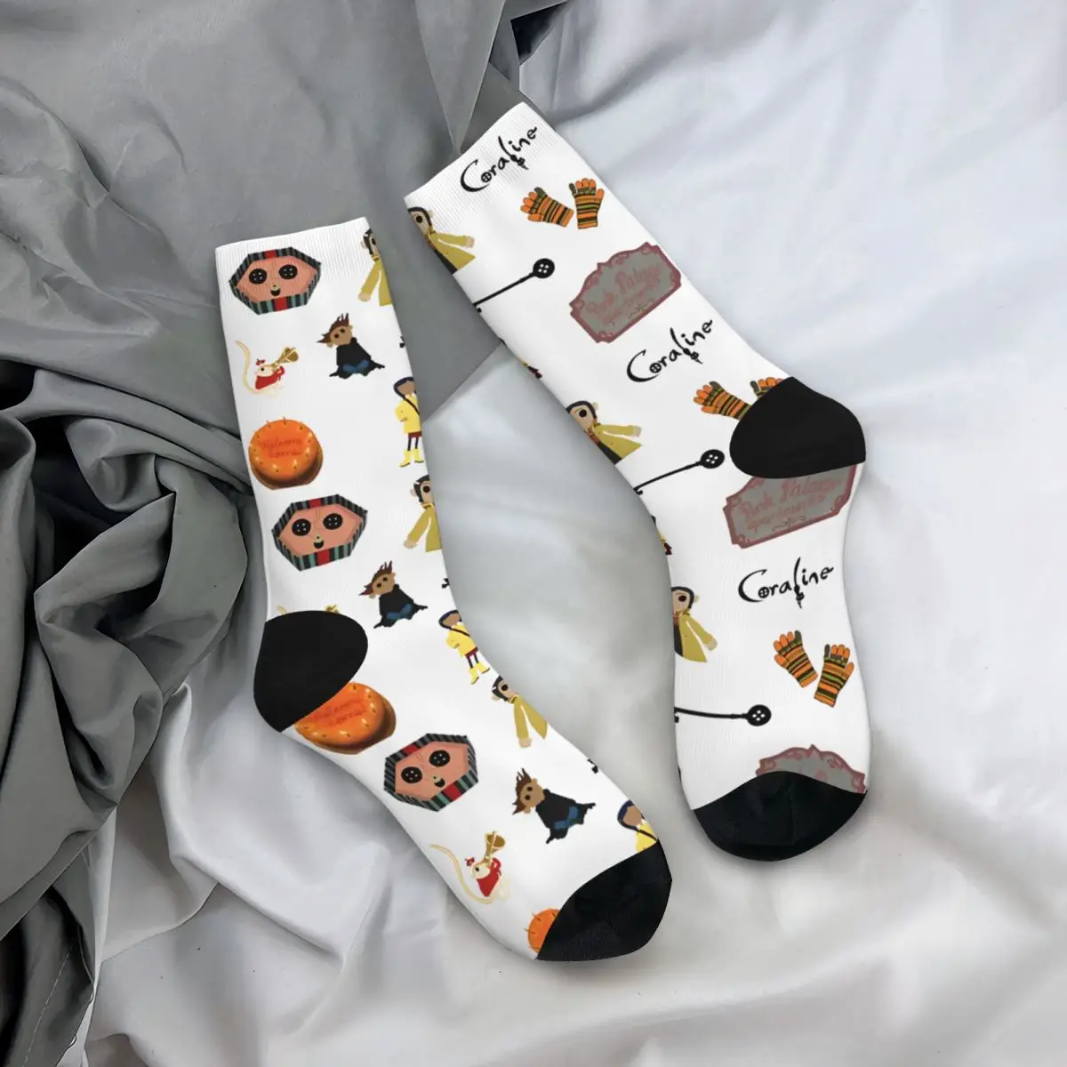 Hip-hop Coralines Halloween Pack Sports Socks Polyester Long Socks for Unisex Sweat Absorbing