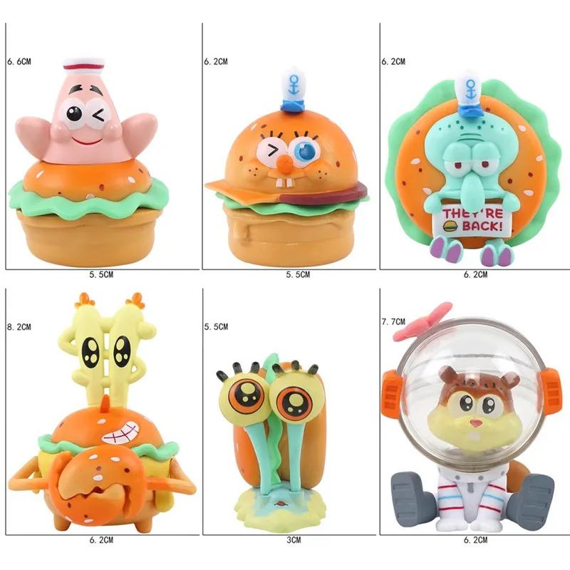 سبونجبوب باتريك ستار Squidward مخالب لذيذ كراب برغر أنيمي الشكل جمع نموذج دمية صندوق أعمى لعب الأطفال هدية #6