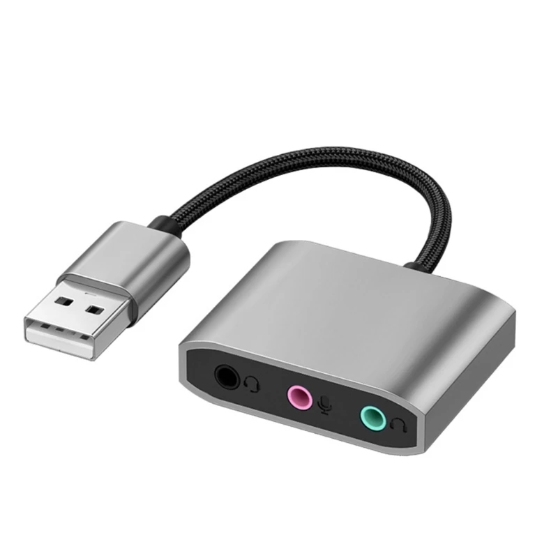 

Double USB Aux Converter,External Stereo Sound Card for Headphone Microphone for Gaming Headset,No Driver Required Dropship