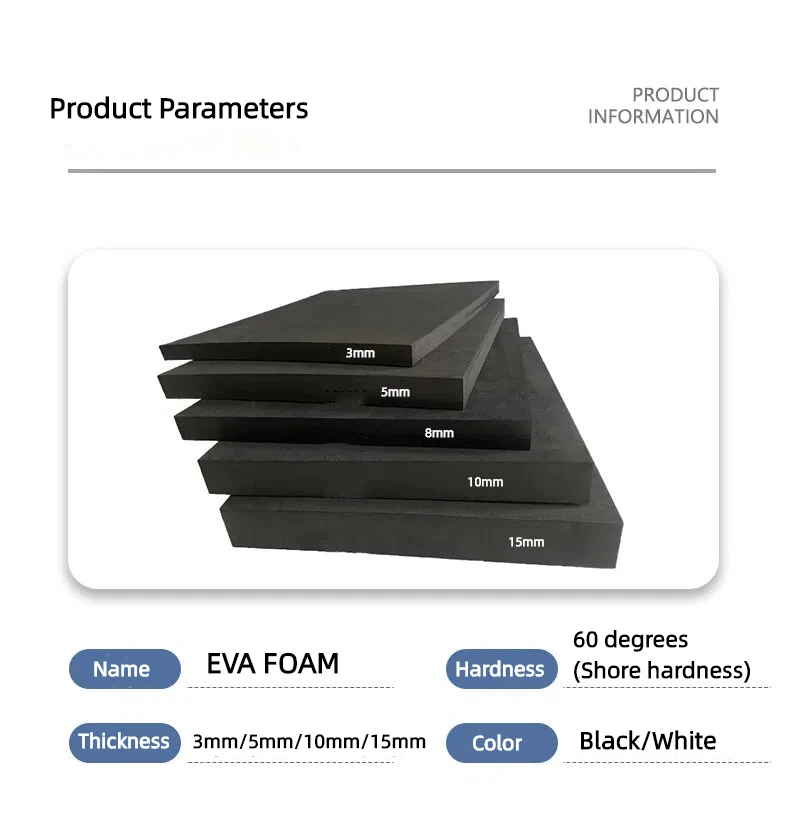 Thickness 3/5/10/15mm EVA Rubber Pad EVA Foam Board EVA Foam Sheet Sound Absorption Insulation Foam DIY Model Making 60 Degree