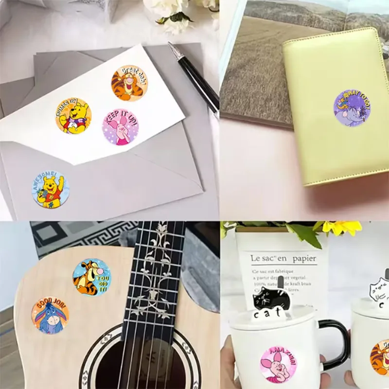 500 adesivi a rotolo con orsetto Winnie Pooh, decorativi fai da te per diario, quaderno, scrapbook, sigilli per buste, regali e lavoretti creativi per bambini
