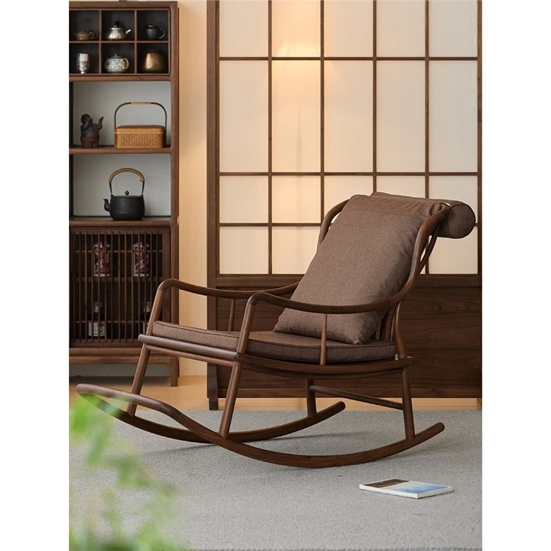 Solid wood rocking chair, home living room, balcony, sofa recliner