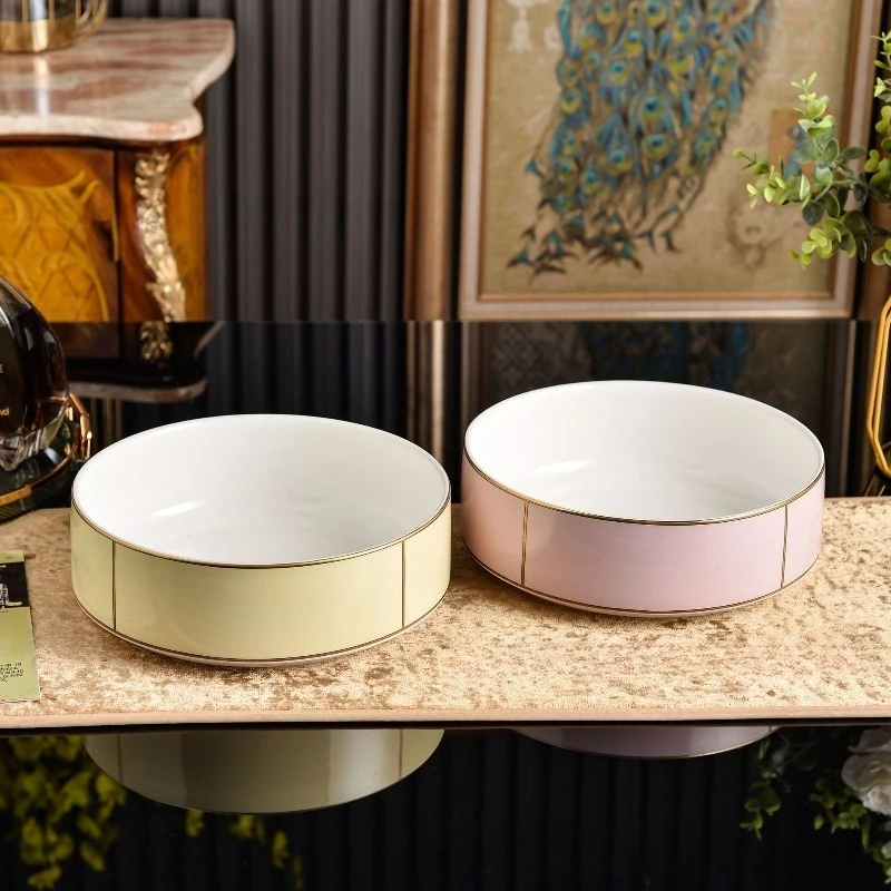 Italian Diva Style Macaron European Gold Rim Coffee Cup Teapot Plate Soup Salad Bowl Light Luxury Porcelain Tableware Gift Set